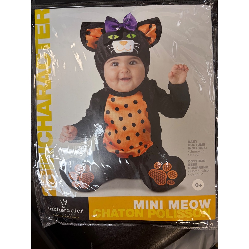 InCharacter Mini Meow Baby Cat Costume Black Orange 12-18 Months